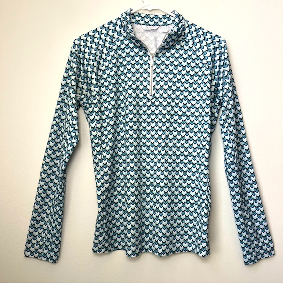 Lady Hagen Golf Shirt Long Sleeve Blue Green White Geometric Pattern Size Small - Picture 1 of 11